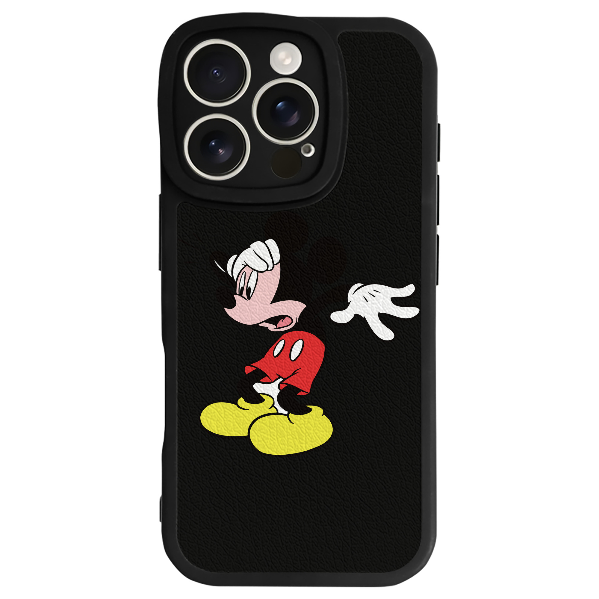 （画像用） ミッキーマウス Mickey Mouse 【iPhone 16シリーズ対応】シリコンスマホケース（レザー調） 材質：シリコン